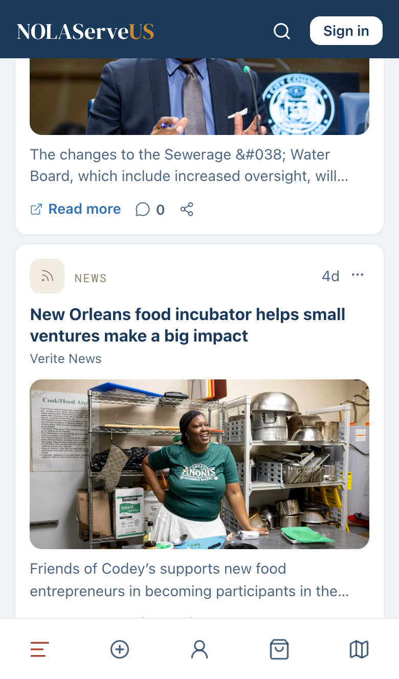 Local news cards in the feed